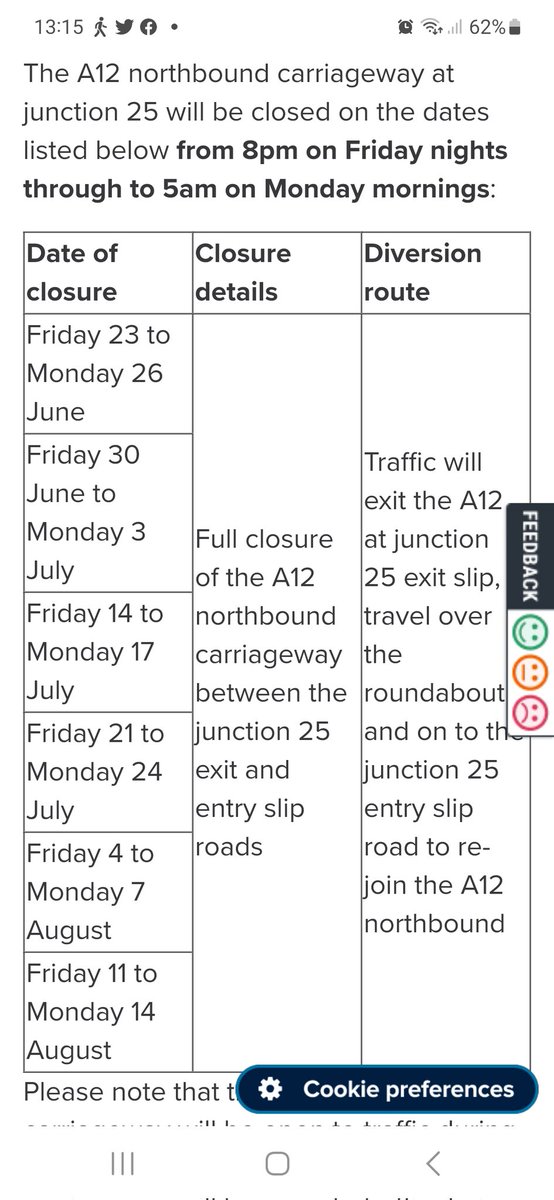 @IsthmianLeague @EssexSenior @ThurlowNunnL Fixture works won't have started yet. Something to consider, however, for any games taking place in NE Essex during the opening weekends of the season, as likely to cause major carnage heading northbound on the A12 and surrounding areas.