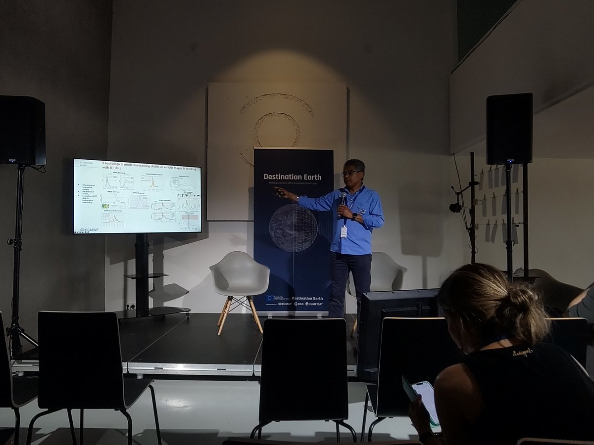 Roger Randriamampianina presents the hydrology impact modelling test results of #DestinE On-Demand Extremes so far #ECMWFDigitalTwins