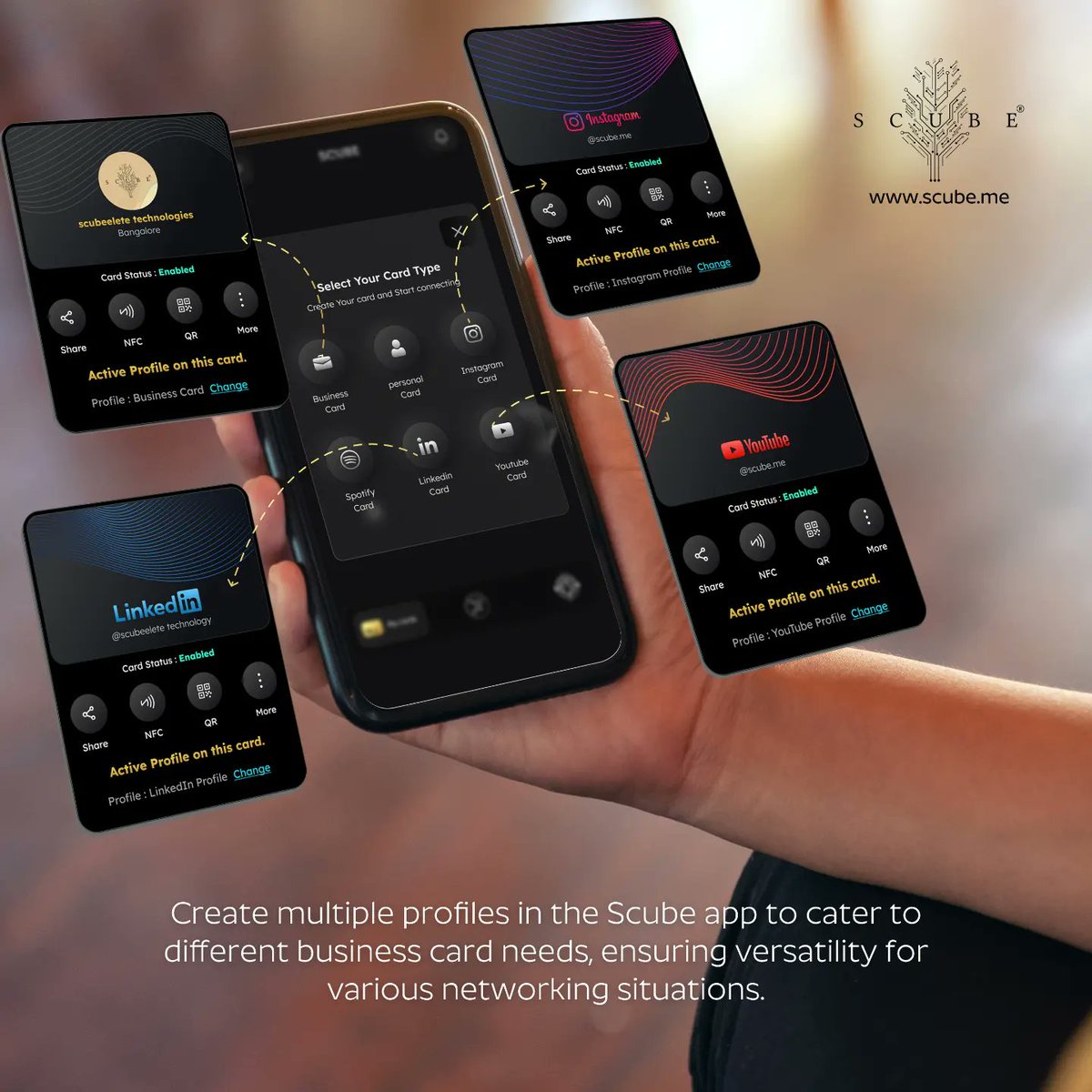 scube_me's tweet image. Upgrade your networking game with Scube cards - the future of business cards! Customize your Scube card and join the environmentally conscious networkers.
#ScubeCards #DigitalNetworking #CustomizableDesigns #PaperlessSolutions #EnvironmentalSustainability #ModernProfessionals