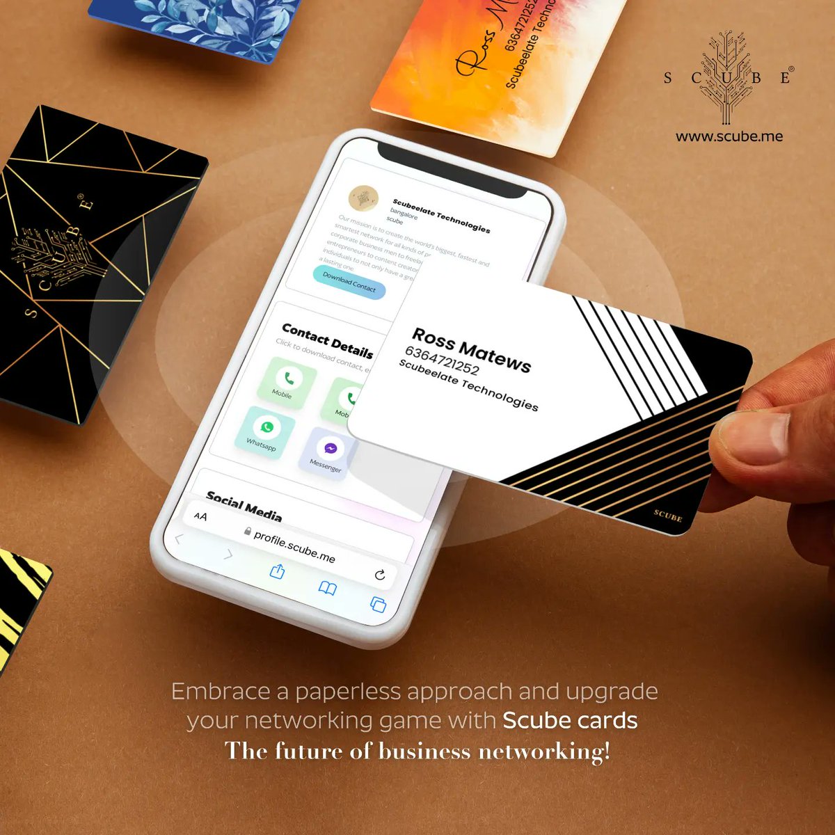 scube_me's tweet image. Upgrade your networking game with Scube cards - the future of business cards! Customize your Scube card and join the environmentally conscious networkers.
#ScubeCards #DigitalNetworking #CustomizableDesigns #PaperlessSolutions #EnvironmentalSustainability #ModernProfessionals