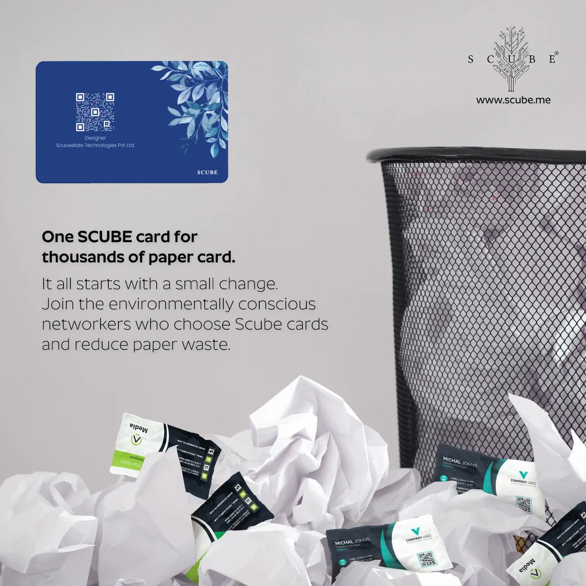 Upgrade your networking game with Scube cards - the future of business cards! Customize your Scube card and join the environmentally conscious networkers.
#ScubeCards #DigitalNetworking #CustomizableDesigns #PaperlessSolutions #EnvironmentalSustainability #ModernProfessionals