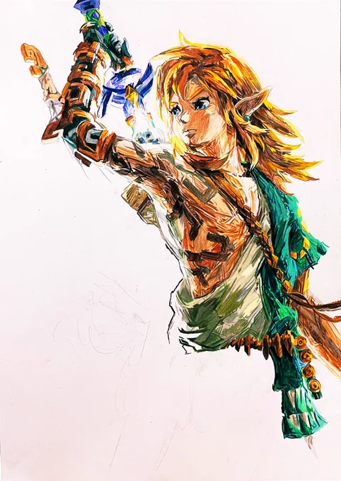 今日はここまで塗りました #ゼルダの伝説 #リンク #ゲーム #色鉛筆 #模写