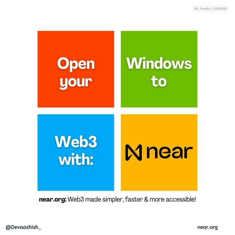 Devaashish_'s tweet photo. OMB: Create posters demonstrating how easy it is for anyone to access #Web3 with a @NearProtocol wallet.
⛓️
🪙
3/n🧵| #D_Funda
The #NEAR'est you come to being your own BOSs!
🪙
⛓️
cc:@OneMinuteBriefs | $NEAR #NEARistheBOS
#Blockchain #OS #BlockchainRevolution #FastAuth #Web3MW https://t.co/y0DTo3hf9C