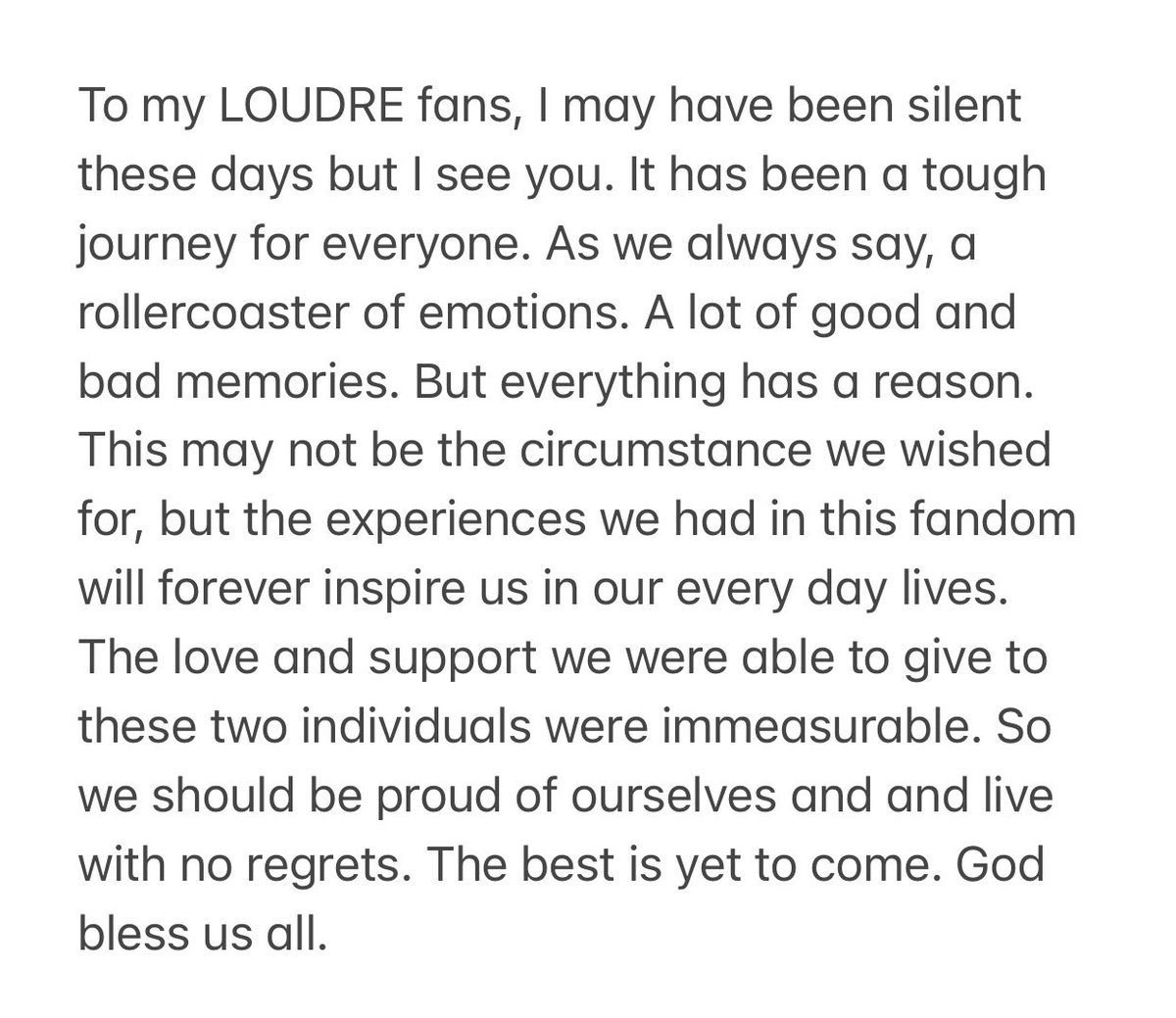 A letter from a loudre fan. 🤍