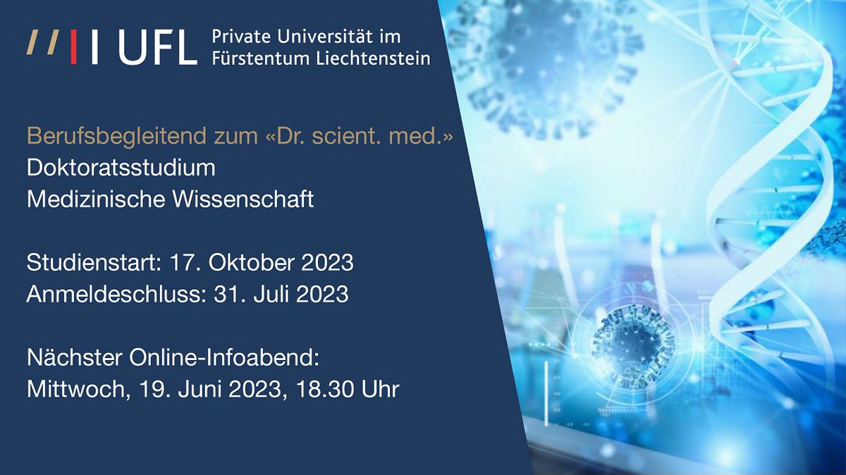 Interesse endlich Ihren Wunsch einen Doktor in der Medizinischen Wissenschaft zu realisieren und wenn möglich berufsbegleitend? Jetzt anmelden zum Online- Infoabend am 19.06. eu01web.zoom.us/webinar/regist…
#medizin #medizinwissenschaft #promovieren #studium #naturwissenschaft #pharma