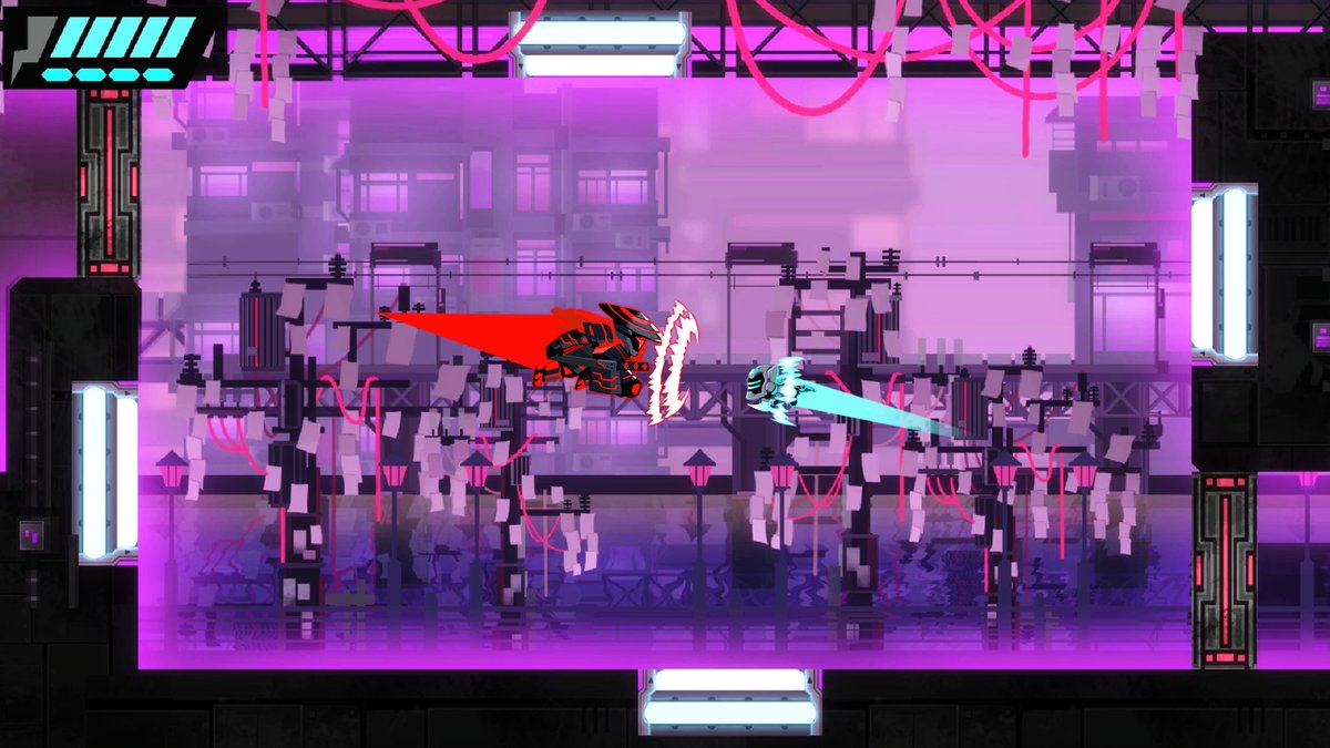 NoGravity_Games's tweet photo. Fast-paced, dashing action and challenging precision platforming in a neon cyberpunk world full of dangerous robots, fearsome shoguns and yokai warriors.

#nogravitygames #game #videogame #cyjin #cyjinthecyborgninja #platformer #cyberpunk #fastgameplay https://t.co/EzfVEImWNA