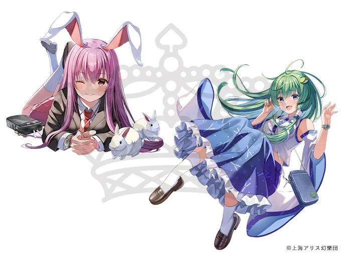 SuperGroupiesさんの東方コラボアイテム用に、幽々様、アリス、うどんげ、早苗さんを描かせていただきました! キャラのモチーフがデザインされていてめちゃめちゃかわいいです! 予約受付は7/3昼12:00までです!どうぞ宜しくお願いします  ▼詳細▼  #東方Project