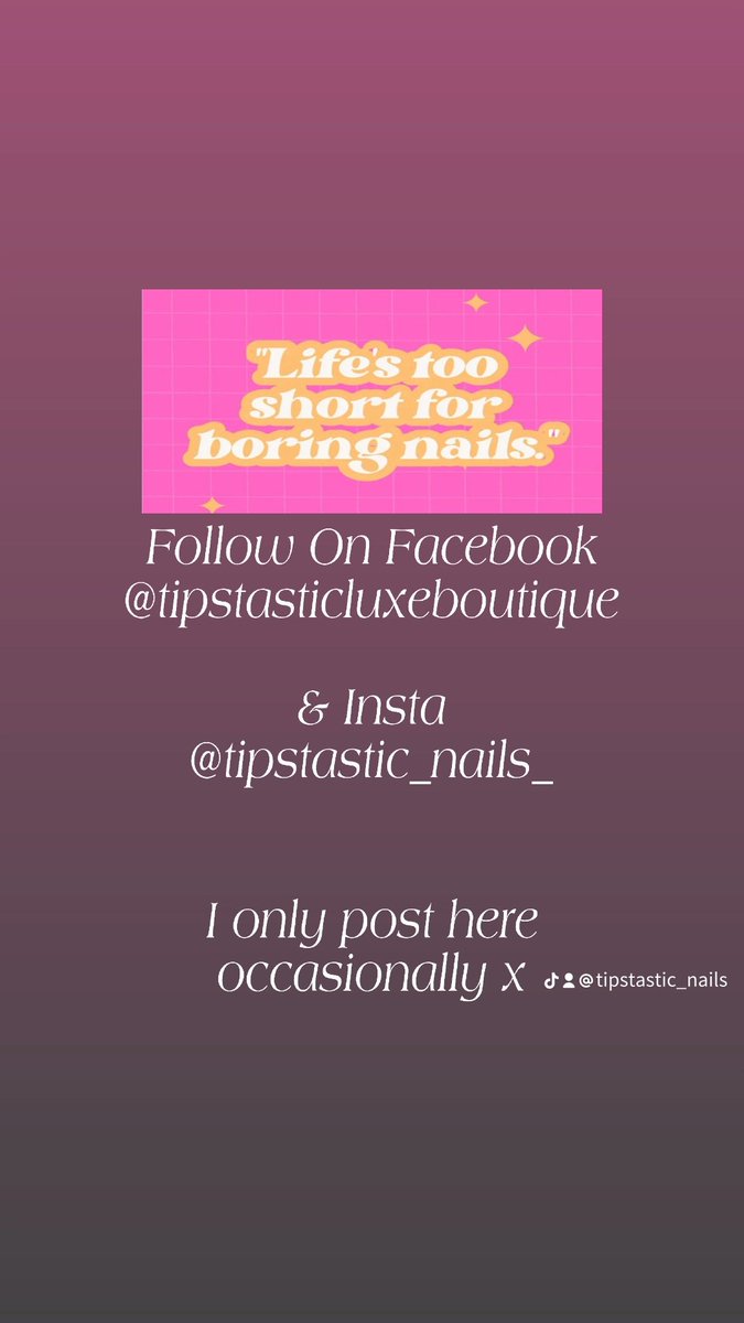 TipstasticNails's tweet photo. To stay updated, follow on Facebook:
Tipstasticluxeboutique

Or Insta:
Tipstastic_nails_

Posting occasionally on tiktok:
Tipstastic_nails

I can't get used to this twitter 😂🙈

#nailbusiness
#supportsmallbusiness
#smallbusinessowner #shopsmall #supportme #worldwide
#FYP https://t.co/qphKdsiAwG