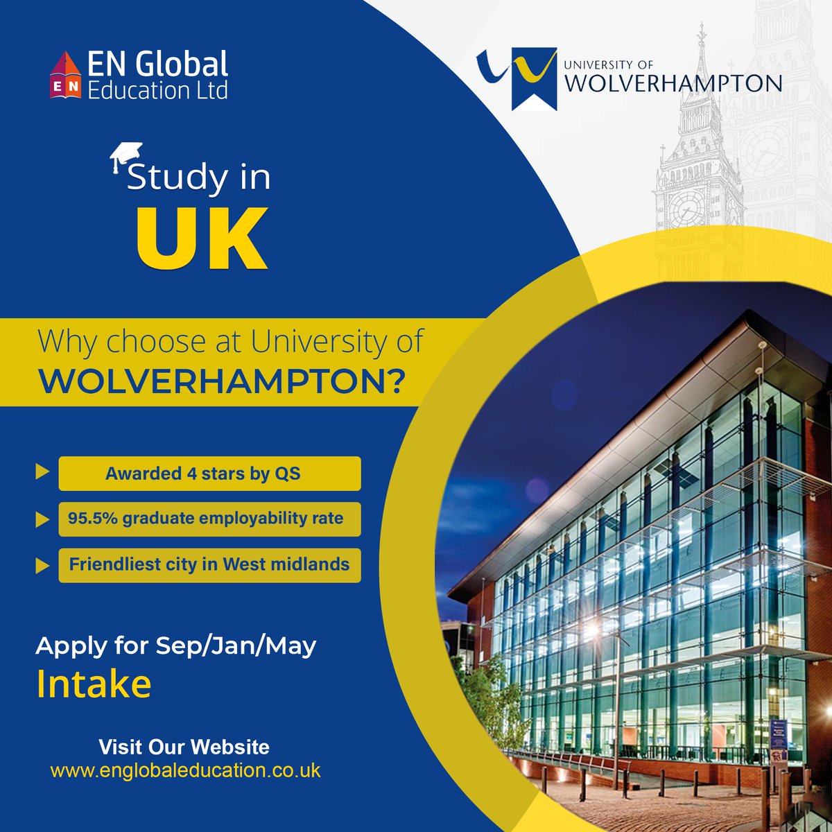 Study at the University of Wolverhampton‼️

#wolverhampton
#studyinuk #studyinukwithoutielts #uk #liveinuk #education #studyabroad #ielts #bachelor #masters #workinuk #liveinuk #psw #pswuk #students #learning #immigration #englobaleducationltd #englobaleducationindia #englobal