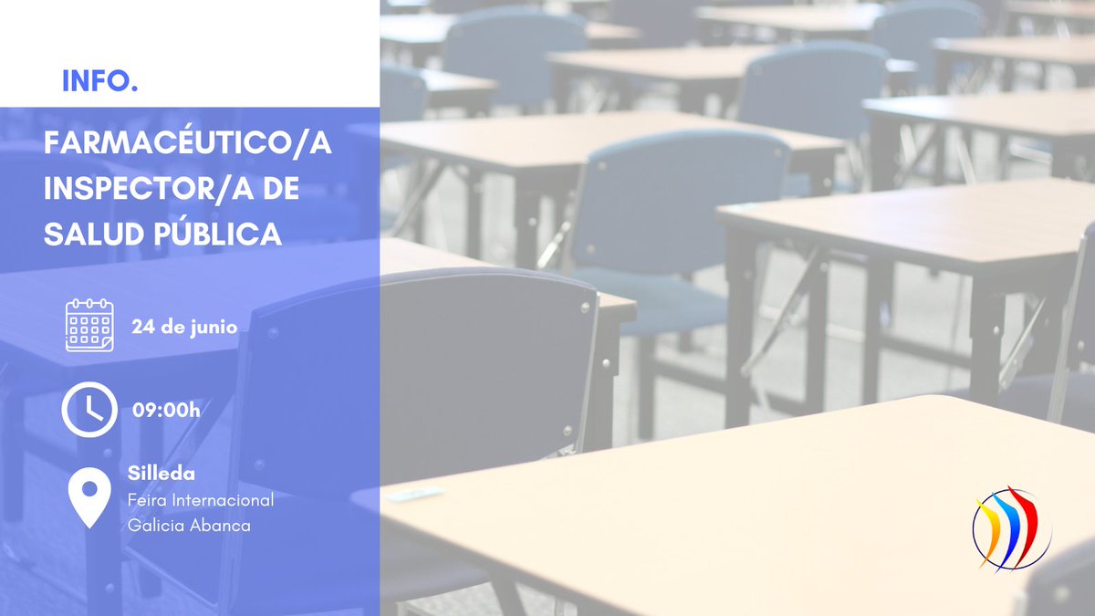 premireducacion's tweet photo. ✨INFORMACIÓN IMPORTANTE✨

De acuerdo con la corrección de errores publicada en el DOG hoy, el examen de la oposición de Farmacéutico/a Inspector/a de Salud Pública se celebrará el día 24 de junio, a las 09:00h., en la Feira Internacional Galicia Abanca de Silleda. https://t.co/pcOMlHiKo9