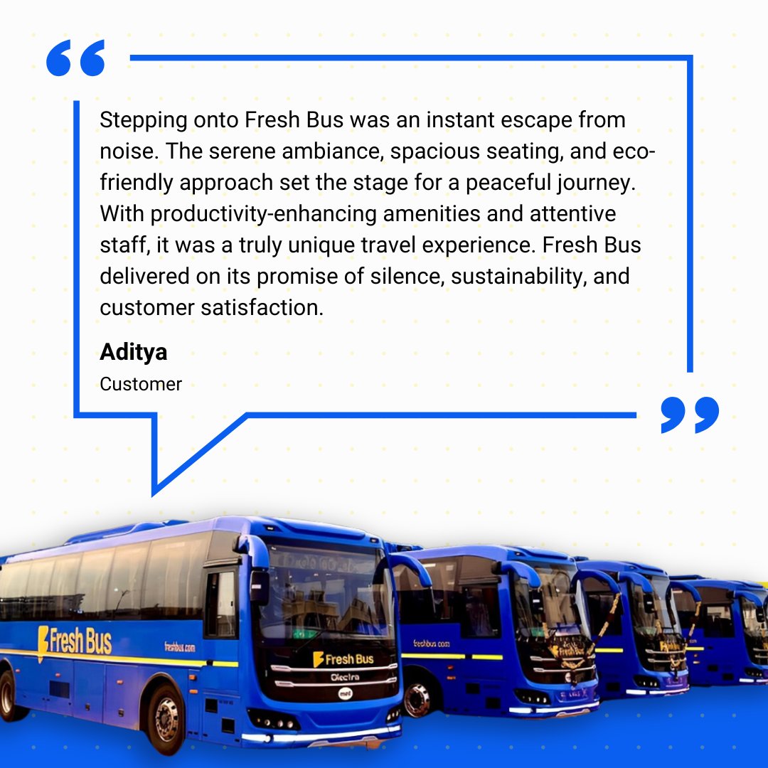 freshbus_in's tweet photo. Don't take our word for it. Hear from our customer's experience! Experience the ultimate peaceful journey with Fresh Bus. πΏ
Book your ticket at https://t.co/lQrZ3lSfz4
#freshbusconnects #customerinteraction #customerfeedback #customerreview #feedback #review #freshbus #ohsofresh https://t.co/je4jpBPCN7