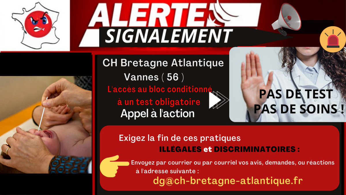 AssociationPEC's tweet photo. 4/ ⤵️ Détails et liens :
- Clinique de l'Essonne, Evry (91) :
https://t.co/xFJTZ4ACgO
- CH du Dr Schaffner, Lens (62) :
https://t.co/ZEVS8xCrXc
- CH de Millau (12) :
https://t.co/e7I2KzcD0O
- CH Bretagne Atlantique, Vannes (56) :
https://t.co/D7WDtIPyXj
#StopTestHopital #PEC https://t.co/3VsmFKDdNy