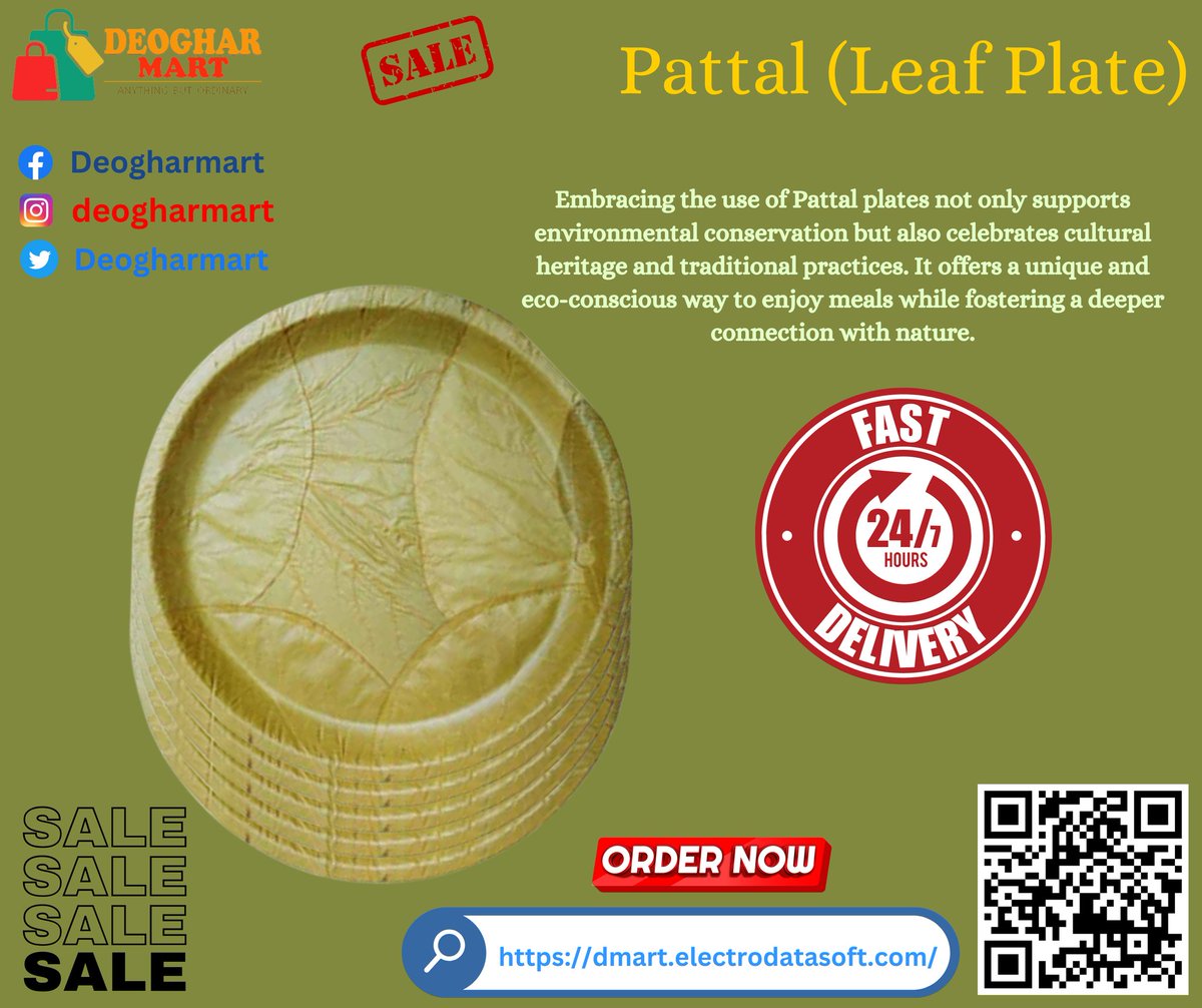 deogharmart's tweet photo. "Going green with every meal - enjoying the eco-friendly charm of a pattal (leaf plate)."
Available at DEOGHARMART
Link: https://t.co/UAeDXrBg1m
#deogharmart
#pattal
#leafplates
#onlineshopping
#deoghar
#Jharkhand https://t.co/lkLA6niBdC