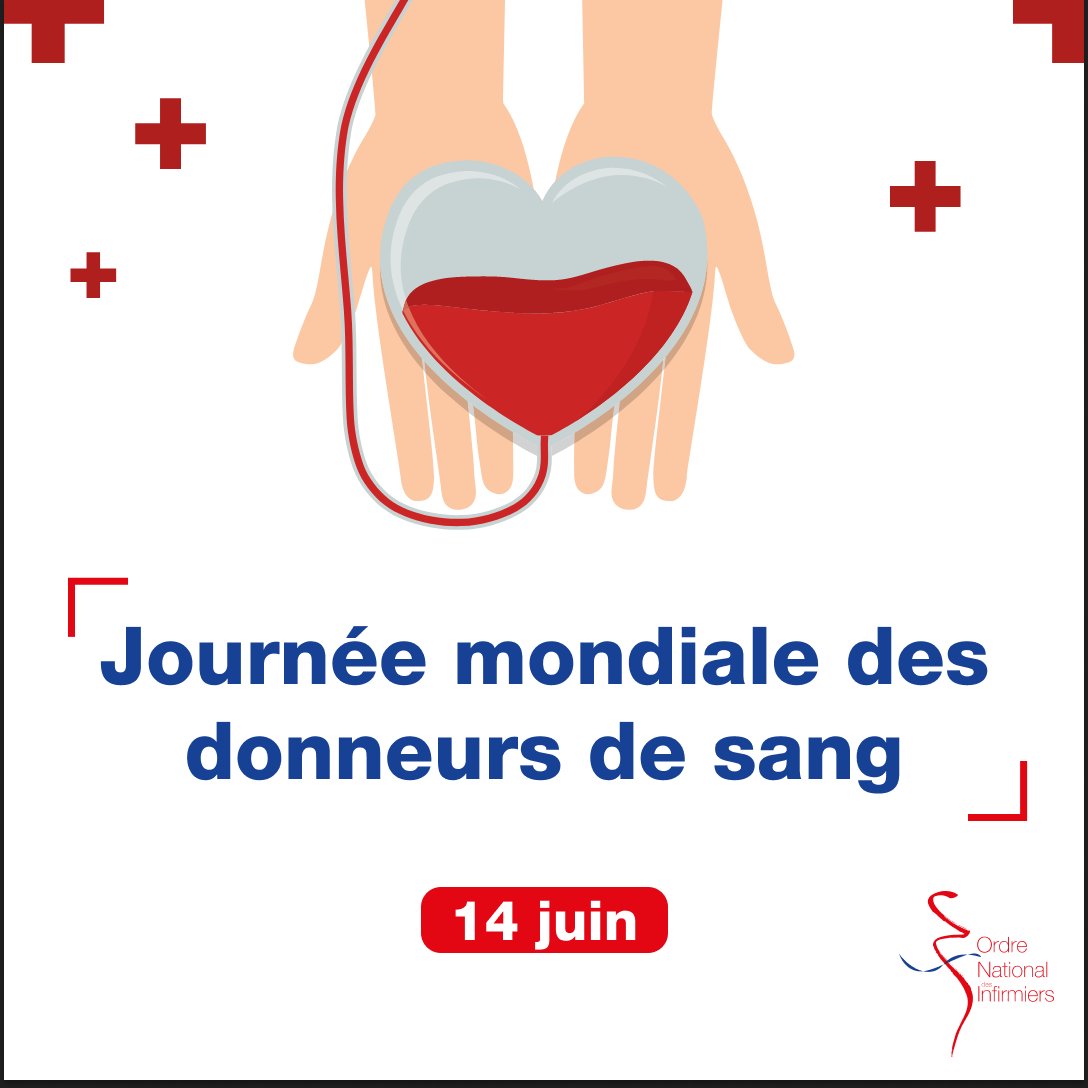 OrdreInfirmiers's tweet photo. 🩸A l'occasion de la journée mondiale des donneurs de sang, l'@OrdreInfirmiers souhaite féliciter tous les donneurs qui, par leur geste, permettent chaque jour aux soignants de sauver des vies. 👏👏���
Pour en savoir plus sur le #DonDeSang 👇
https://t.co/cauEIfJRrV https://t.co/0ka7QOsJXD