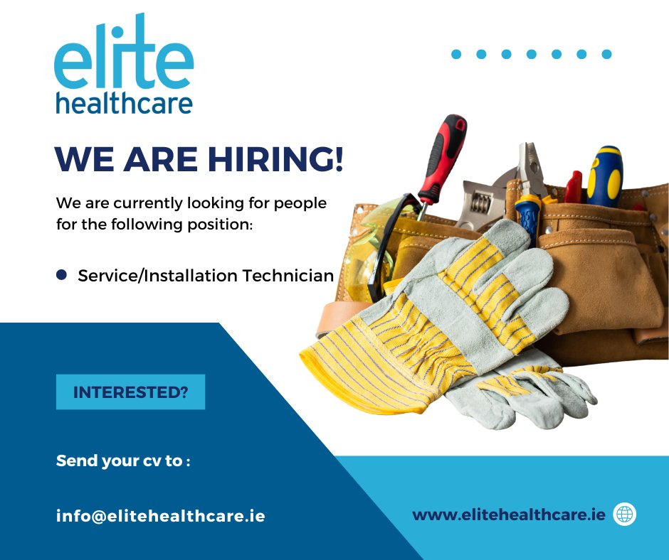 Do you enjoy working with tools and would love an opportunity to work within a great team in the healthcare sector.
For more information check our link below
elitehealthcare.ie/pages/service-…
#jobs #healthcare #technician #service 
Would love to hear from you