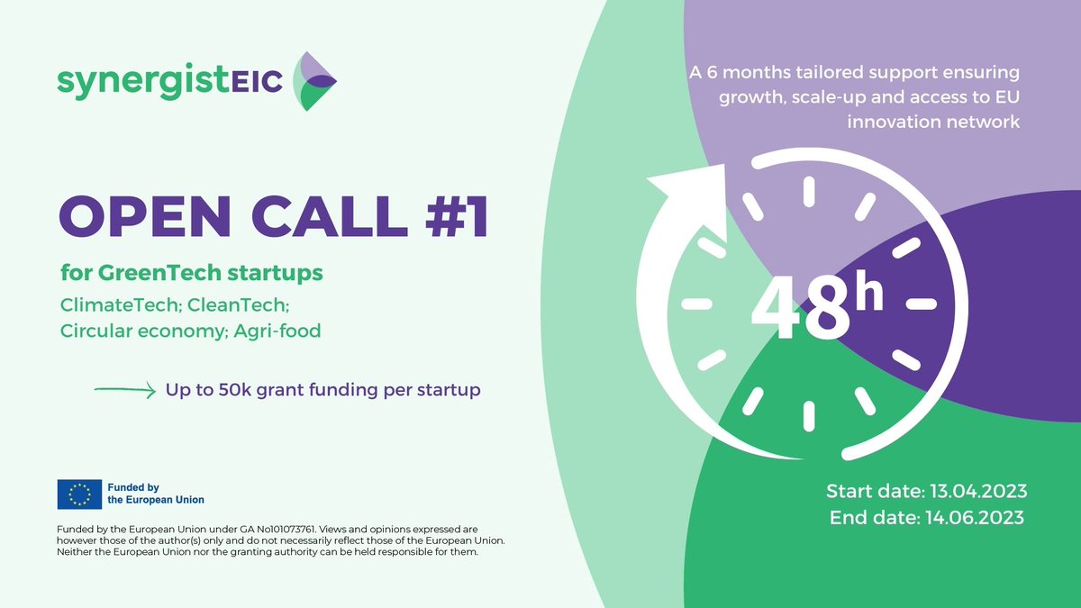 synergistEIC's tweet image. 🌟 It’s time to wrap up your application! ⏰
The clock is ticking ⏳, only 2 more days to finalize your application for SynergistEIC first Open call! 🚀
You can find all the requirements on our website: lnkd.in/dV6i9uu3 📥
@SPKaccelerator @FastTrackVC G-Force @f6s