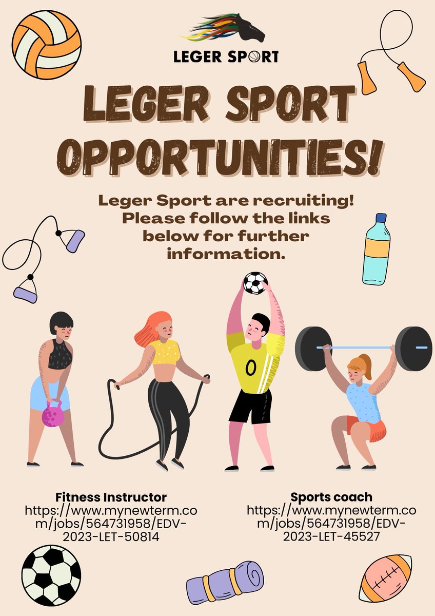 Some exciting new opportunities at Leger Sport! <a href="/LegerSport/">Leger Sport</a> ⚽🏆🏐