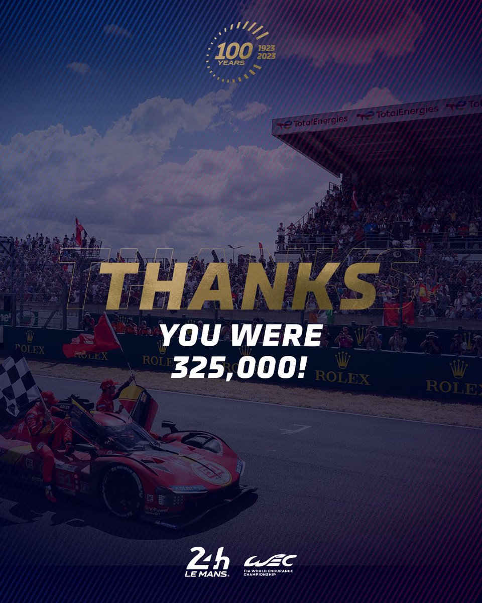 24hoursoflemans's tweet photo. MERCI. ❤️
We witnessed a momentous edition of the race together. #LeMansCentenary 

 #WEC https://t.co/FxynI9zxqr