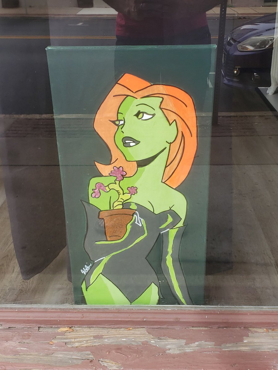 TeamHowe05's tweet image. This amazing Poison Ivy painting I saw in a storefront downtown in my town
