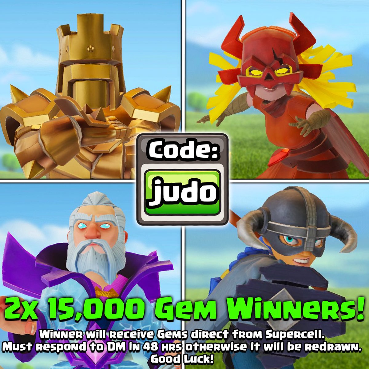 The Update is here and to celebrate I have a giveaway; 2 x Winners of 15,000 Gems!

As explained in my Sneak Peek videos the updates includes the Super Hog Rider, Apprentice Warden and (as pictured) the League Hero Skins that you can earn through the CWL Medals Shop! What are you…