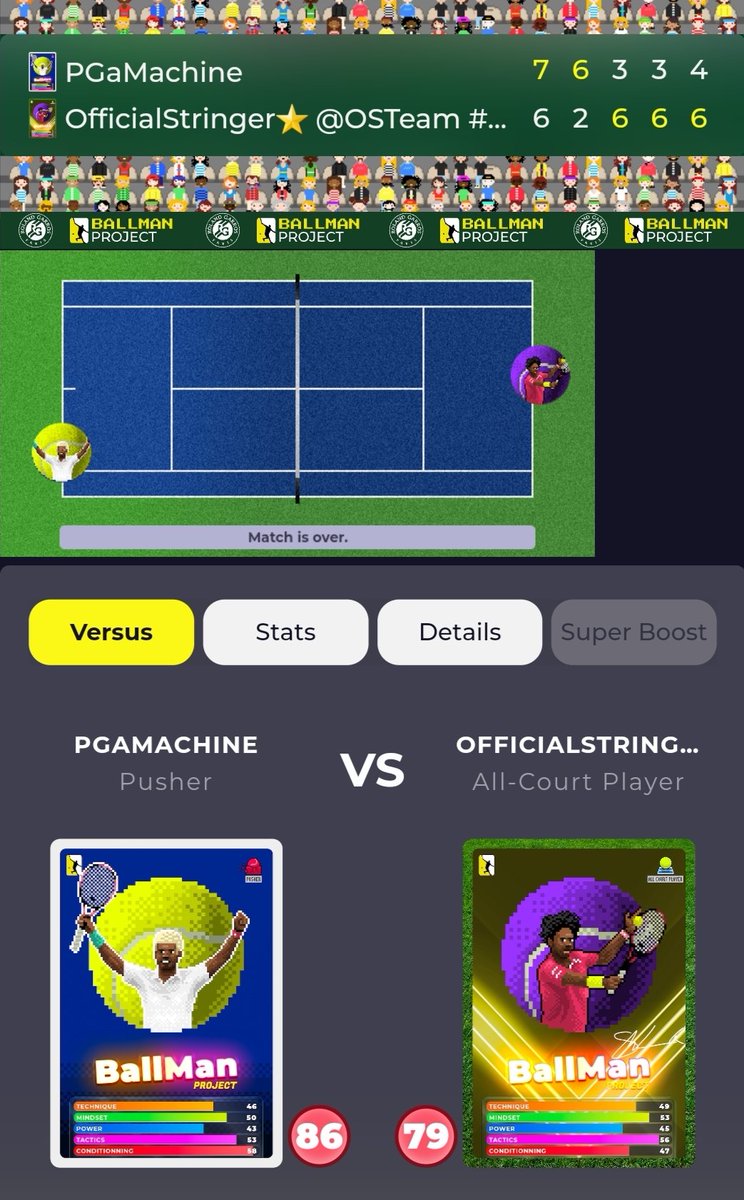 OffStringer's tweet photo. 1st win in OS500 for @OSTeam after a big battle !! Just after a 1st round loss at #RGweb3 @rolandgarros ... Well deserved for my best ballman !
#ballmantour #TrustTheProcess @ballmanproject #NFT #tennis #ballmanproject #tennisgame https://t.co/0rhWFZwK9R