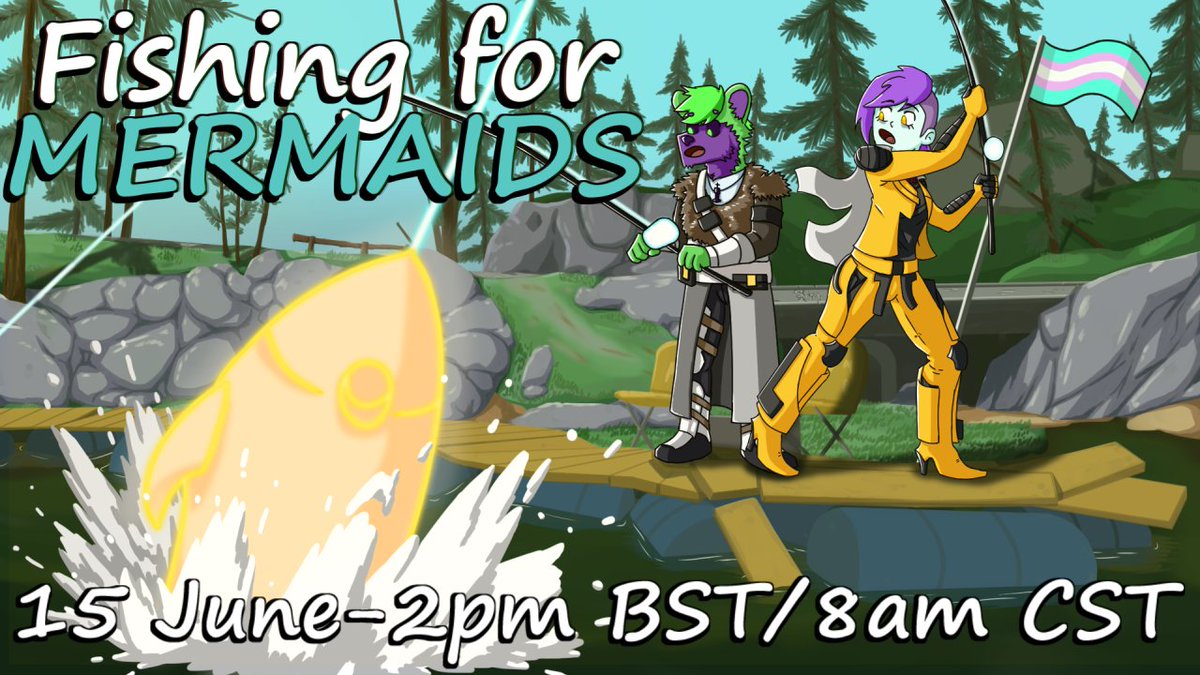 MallowTheQueen's tweet photo. SAVE THE DATE!
June 15, THIS WEEK, we'll be streaming over on Youtube for charity!
We're gonna be catching 500 fish each, then donating an amount based on what we catch. COME SAY HI!
#Pride2023 @Mermaids_Gender 
https://t.co/1uSLnHyKvM https://t.co/lomZnOkPkg