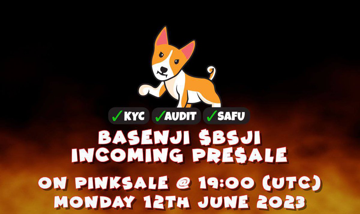 Check @BasenjiETH 

🪙️ BASENJI| Fair Launch🔹
 🚀 KYC + 🚀 AUDIT + 🚀 SAFU #Dyor  #NFA

pinksale.finance/launchpad/0xe8…

👑 Project info: Team Basenji is doing fairlaunch on Pinksale - ETH chain with SC 5ETH. 3 badges KYC AUDIT SAFU are quite reliable for you to join. ETH is currently