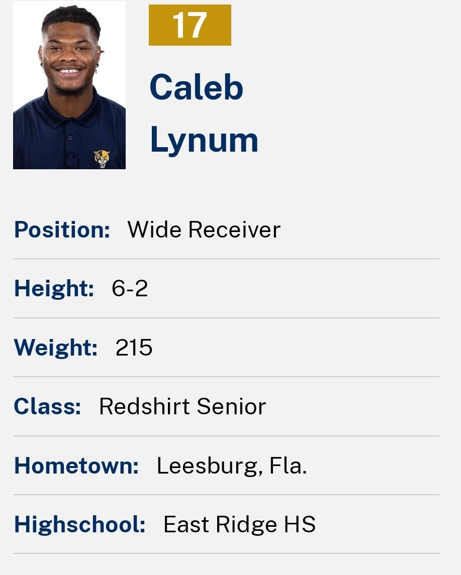 farrellportal's tweet photo. FIU WR Caleb Lynum entered the portal as a grad transfer; he played in 19 games during his time with FIU @LynumBoi8 https://t.co/3ezW2wbFmX