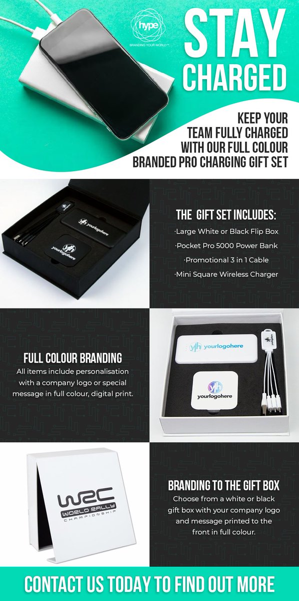 Stay Charged with our Deluxe Charging Gift Sets. Including, Powerbank. Multi Cable and Wireless Charging Pad. All supplied in a branded Gift Box. conta.cc/3qBwdUv
conta.cc/3p1nWZt