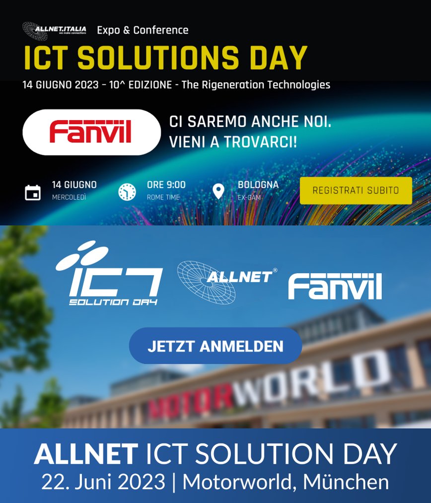 FanvilOfficial's tweet image. ICT Solutions Day Italy cut down two days, and ICT Solutions Day Germany is just ten days to go.

We invite everyone to participate and register now!

ICT Solutions Day Italy [lnkd.in/gMHkp8uv]

ICT Solutions Day Germany [ict.allnet.de/de]

#Italy #Germany #ALLNET