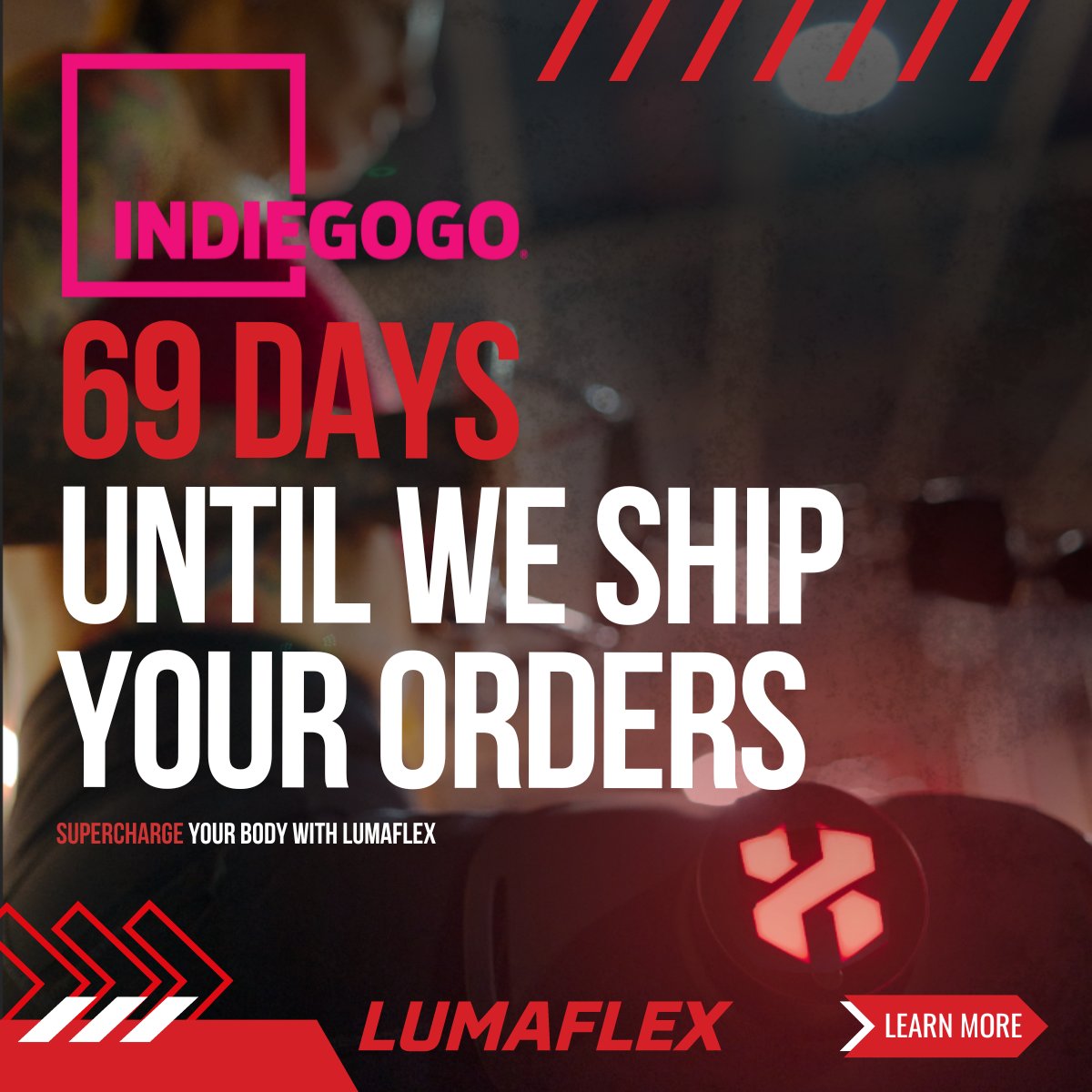 ⚡️ Get ready to experience the power of red-light therapy for enhanced performance and recovery. Mark your calendars as our Indiegogo campaign launches in a little more than 1 week! Stay tuned. That means! ⏳ Only 69 days 😁 left until your Lumaflex orders ship!🎉#CountdownBegins