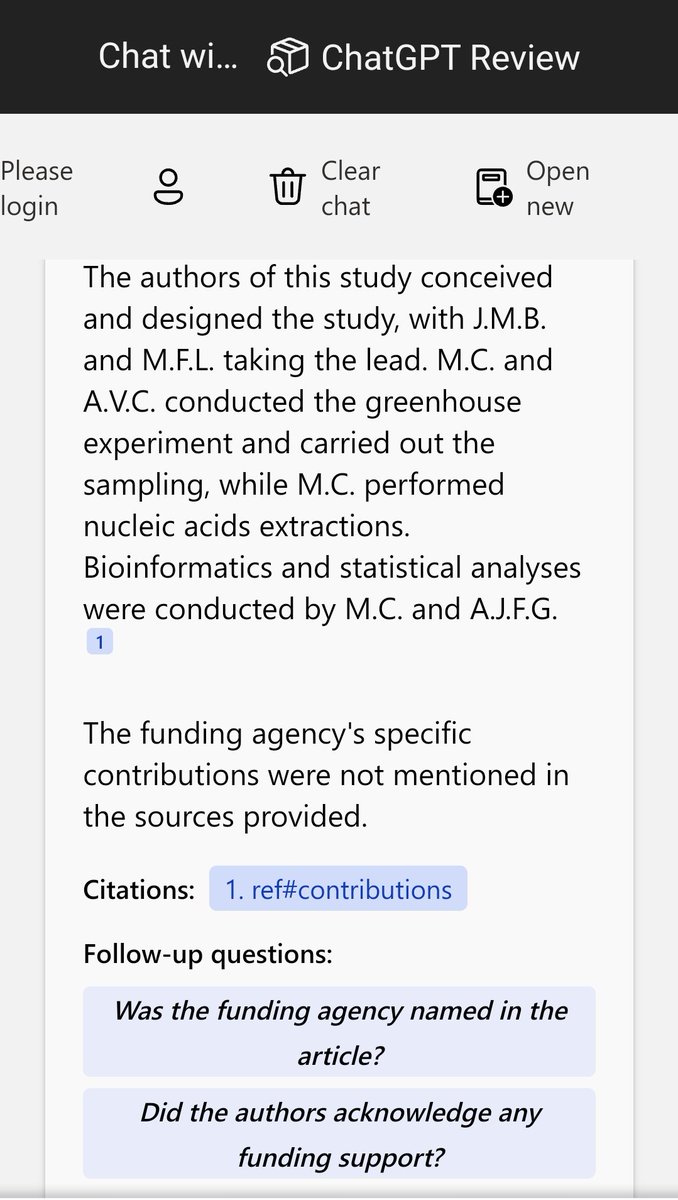 Our study 'Co-occurrence network analysis unveils the actual differential impact on the olive root microbiota by two Verticillium wilt biocontrol rhizobacteria' is now recognized by ChatGPT 😳🤗
chat.gptsci.com/?p=10.1186/s40…