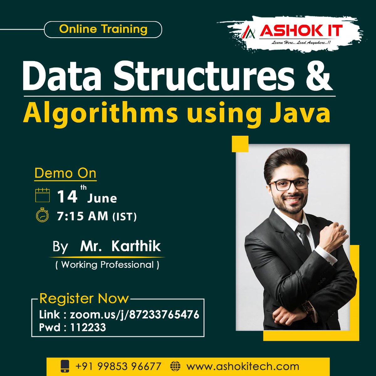 ashokitschool's tweet image. ๐ท Data Structures & Algorithms using Java ๐ท
๐ท Enroll Now : bit.ly/3OlgrXm
๐ท Free Demo On 14th-June @ 7:15 AM IST
๐ท Subscribe To Youtube Channel: bit.ly/41IHJdj
CALL NOW: +919985396677
#DataStructure #DataStructureandAlgorithmsCourse
