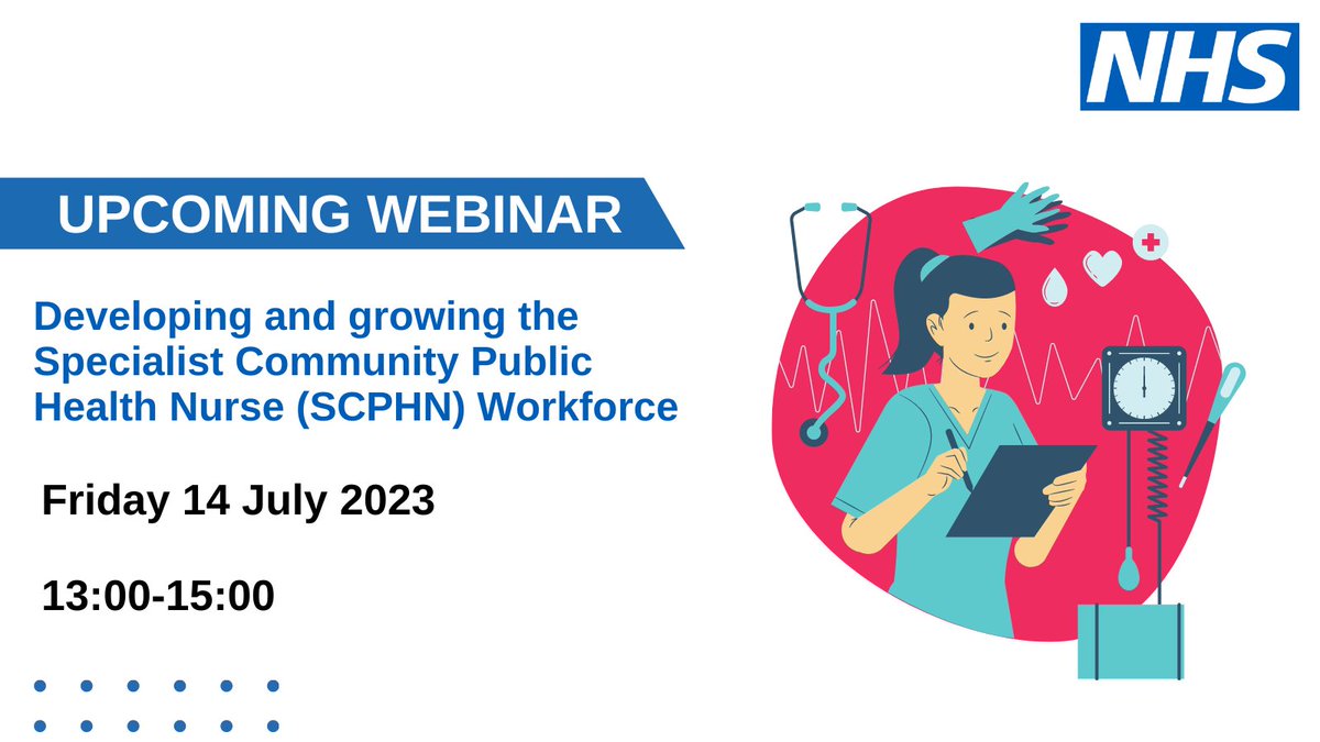 🔔 Join our webinar "Developing and growing the Specialist Community Public Health Nurse (SCPHN) Workforce" on Friday 14 July 2023 🔔 

For further details and to register,  see our website for more information &gt; 

orlo.uk/rYAm1

#Nursing #PublicHealth #NHS