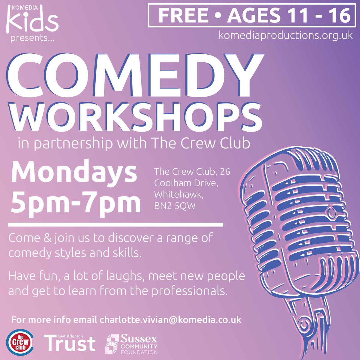 Come join us tonight for lots of laughter @crewclub 🎉🎉.

No need to sign up, just come along. We’re a friendly bunch &amp; look forward to welcoming you.

Big thank you to our funders <a href="/EBT_UK/">East Brighton Trust</a> @SussexGiving