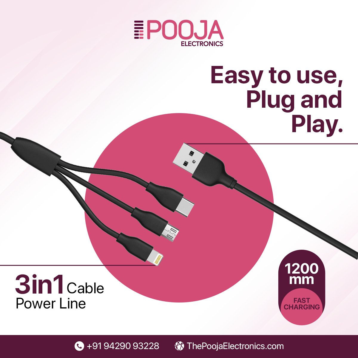 Stay connected to your favorite devices with a reliable 3 in 1 cable power line.
.
#PoojaElectronics #Entertainment #TechAccessories #TrustedRepairs #DigitalConnections #HighSpeed #CableSolution #electricalsafety #hdmicables #HighDefinition #Connectivity #HDquality #AudioVideo