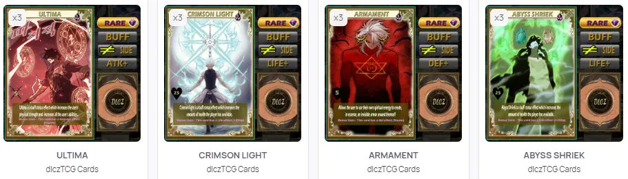 BUFF CARDS ARE NOW MINTED AND LIVE ON NFT.IO !!

GRAB YOURS NOW!!

MARKETPLACE : beta.nft.io/collection/218…

TELEGRAM : t.me/dlczTCGholders
DISCORD : discord.gg/yWYNsdjnbw

#dlczTCG #efinity #enjin