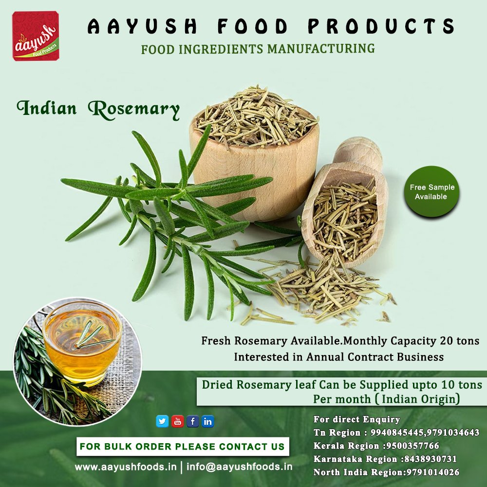 Aayush Food Products
✔ Indian Rosemary
☎ For Enquiry Call Us: +91 9500357766
#rosemary #rosemary #plant #rosemarybrushes #rosemarysbaby #rosemaryoil #rosemarybeachfl #rosemaryandco #rosemarychicken #rosemarybeachphotographer #rosemarypotatoes #rosemaryclooney #rosemarymint