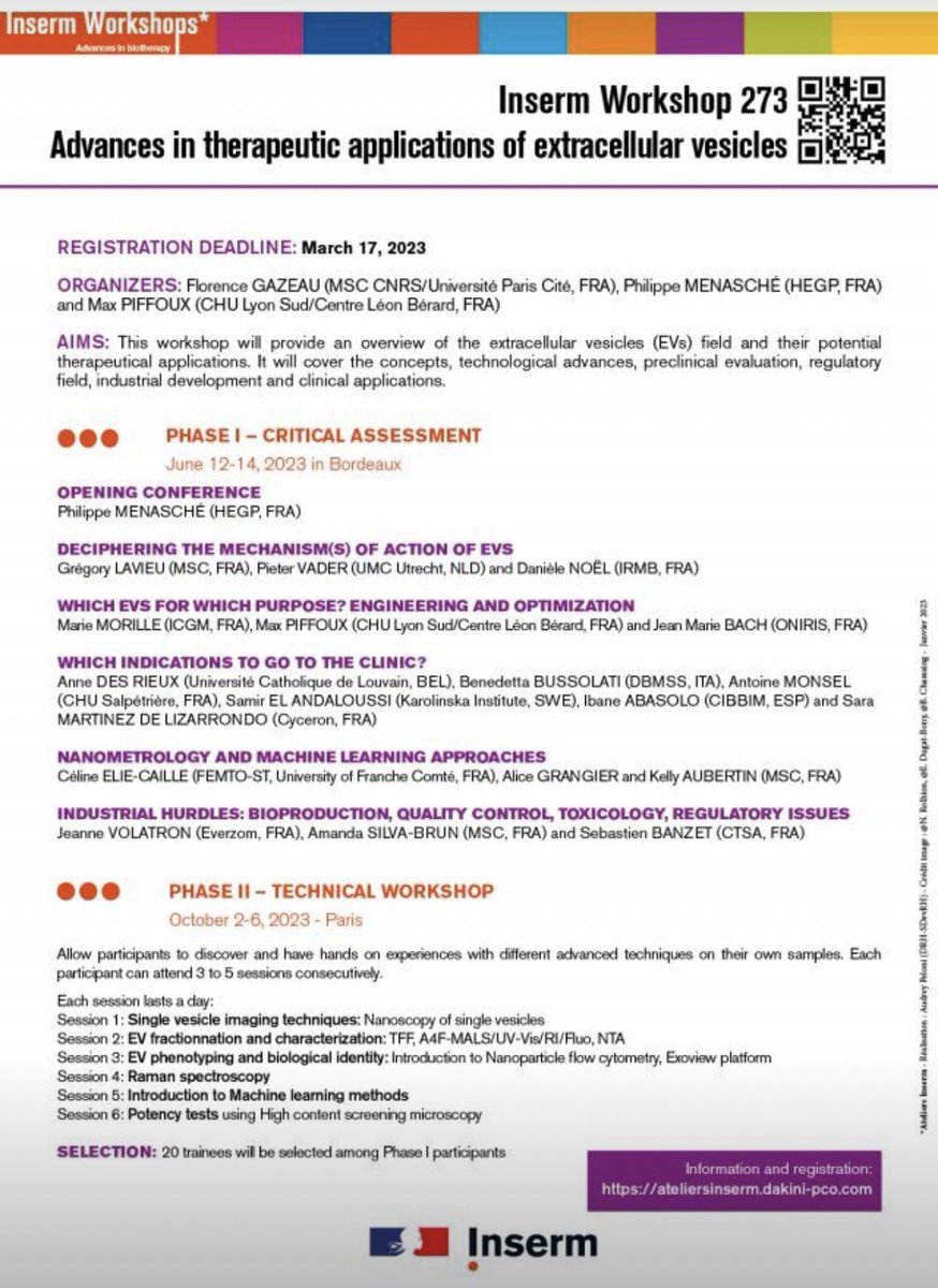 🧪 Ateliers INSERM « Advances in therapeutic applications of Extracellular Vesicles » : let’s start !
In the field of #bioproduction, #biotherapy and the growing place of Extracellular vesicles 😉👊👍
👉 Numerous &amp; rich exchanges to be expected 🤓 
😊 Happy to be there !