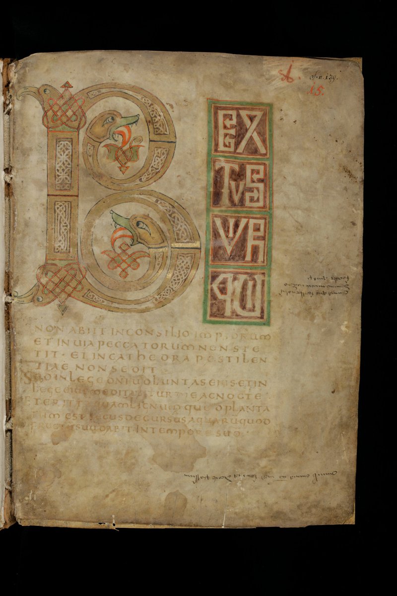 For #MedievalMonday check out this #Psalter from the abbey library of St. Gall, one of the oldest monastic libraries in the world. This little beaut probably dates from the 9th century. St. Gallen, Stiftsbibliothek, Cod. Sang. 15 #MedievalTwitter 
e-codices.ch/en/csg/0015/1