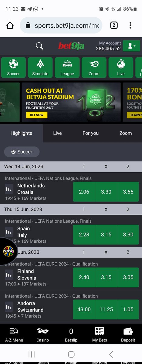 Decided to check my bet9ja and discovered I have 285K there. Shey make I attempt 50M or just find 10 odds 🤔