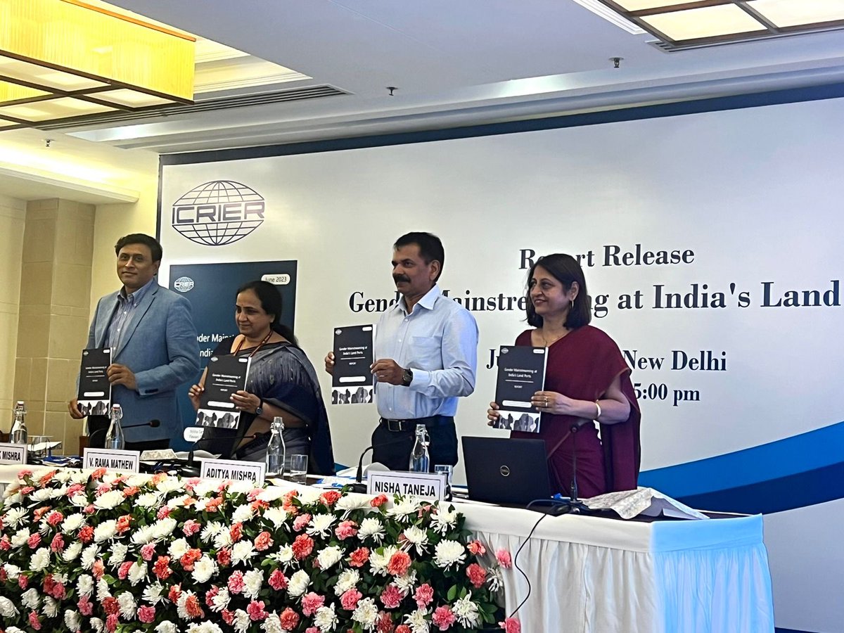 Exciting news! Join us today at the India Habitat Centre for the release of the report on Gender Mainstreaming at India's Land Ports. Hear from Aditya Mishra, Chairman of LPAI, as we discuss ways to promote gender equality &amp; inclusivity. Don't miss this important event! <a href="/ICRIER/">ICRIER</a>