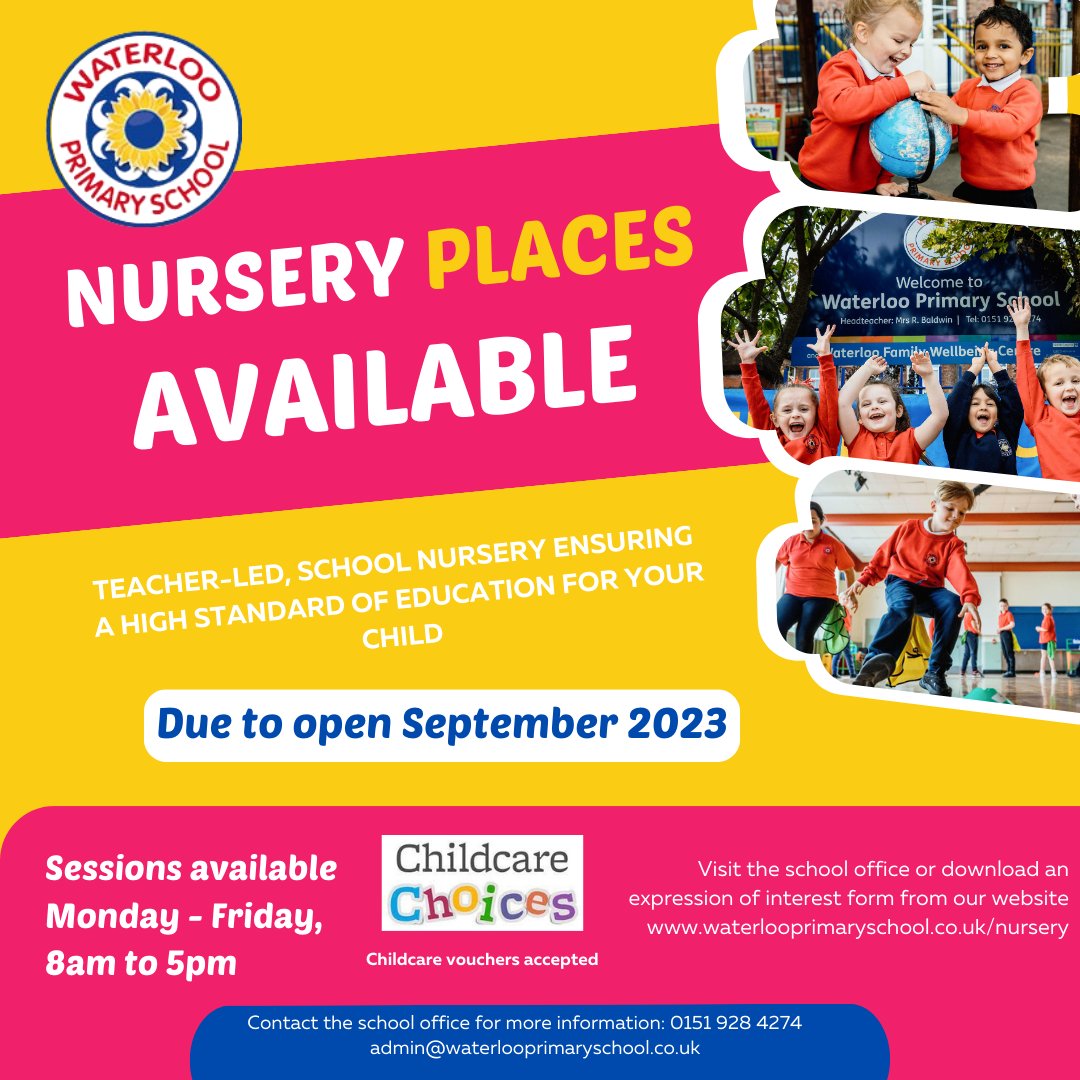 Our school, teacher-led nursery is due to open in Sept 2023.
Sessions available Mon- Fri, 8am - 5pm.
Childcare vouchers and tax free childcare accepted.
Download an expression of interest form from our website (link in bio) or contact the  office for more info on 0151 928 4274
