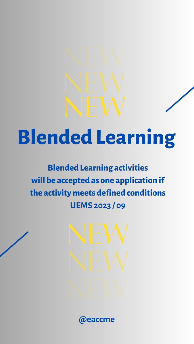 eaccme's tweet photo. A Blended Learning activity is a combination of two components: ELM + LEE. With EACCME 3.0 only one application is required instead of several separate applications #eaccme #uems #BlendedLearning #Education #cme #OnlineCourses #ApplicationUpdate https://t.co/iJ7yZfGzDL