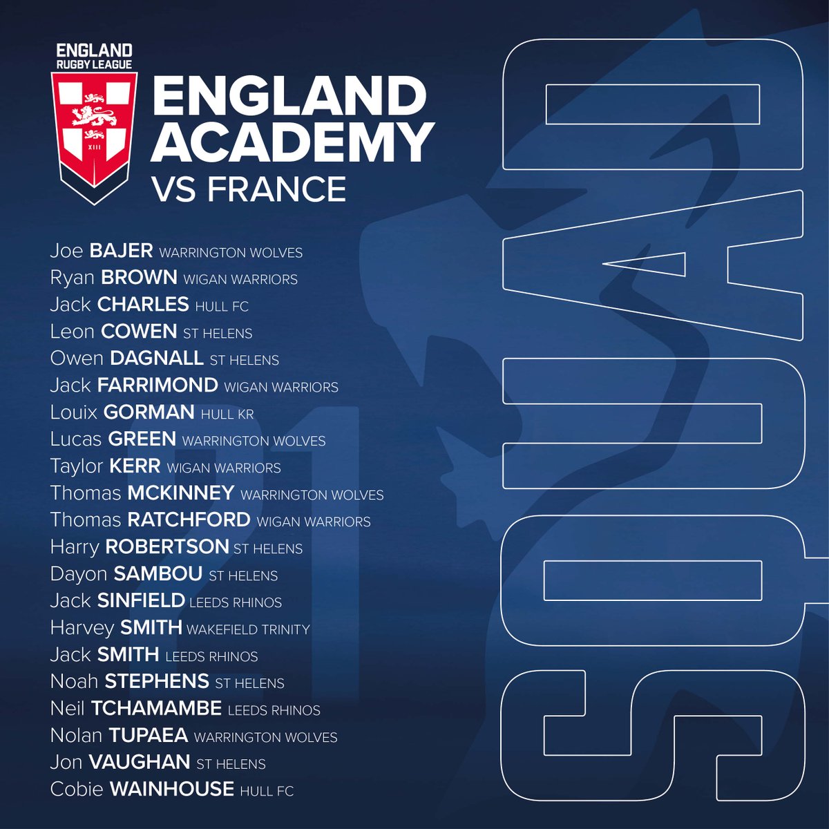 🏴󠁧󠁢󠁥󠁮󠁧󠁿 Your #EnglandRL Academy squad!