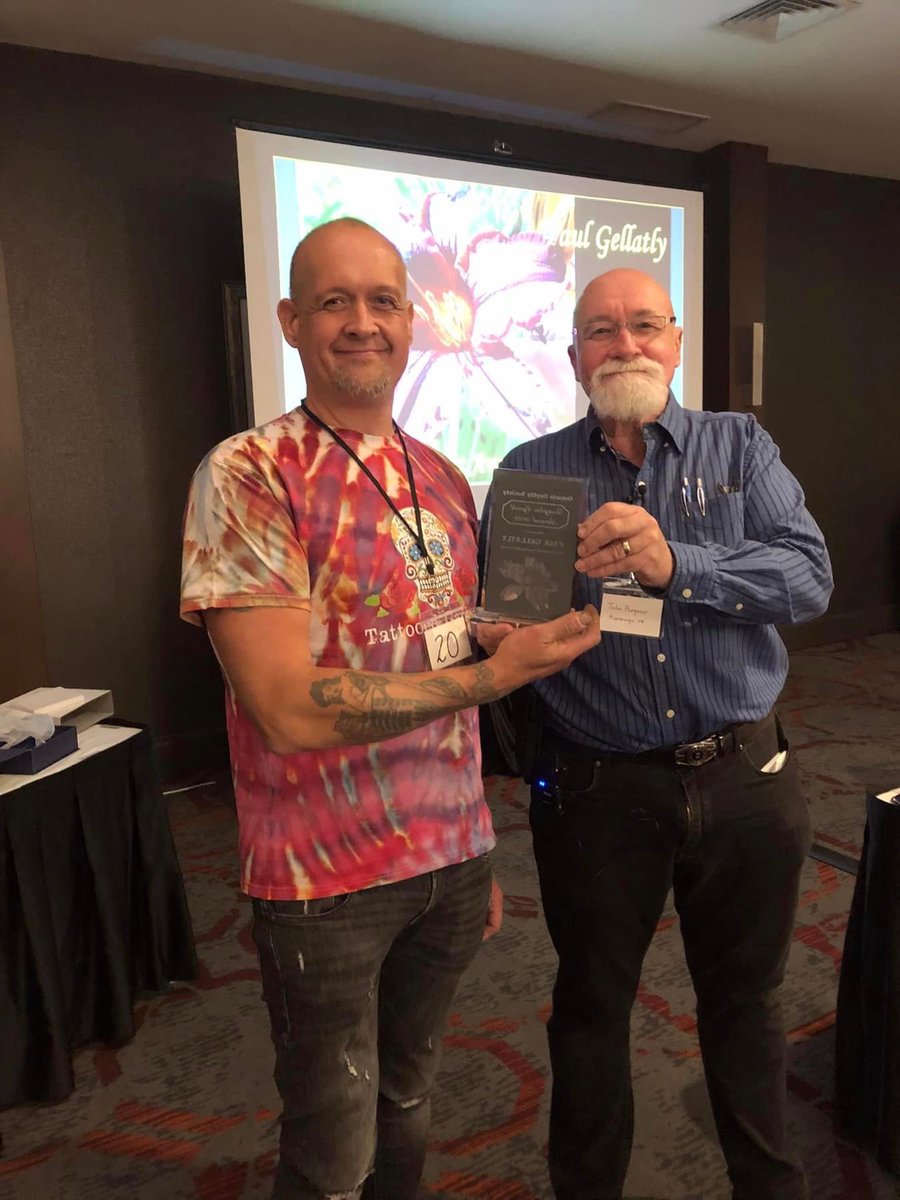 TattoodGardener's tweet photo. Thank you ODS for the beautiful award #horticulture #hybridizer #winningseedling https://t.co/Cs2krhVOzH