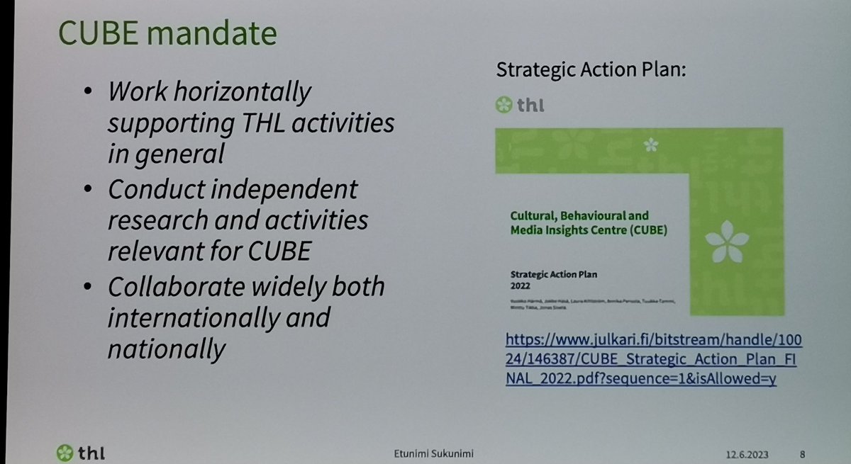 Thank you Tampere University! <a href="/JSivela/">Jonas Sivelä</a> presents nice work of new Cultural, Behavioral and Media Insights Centre🌼