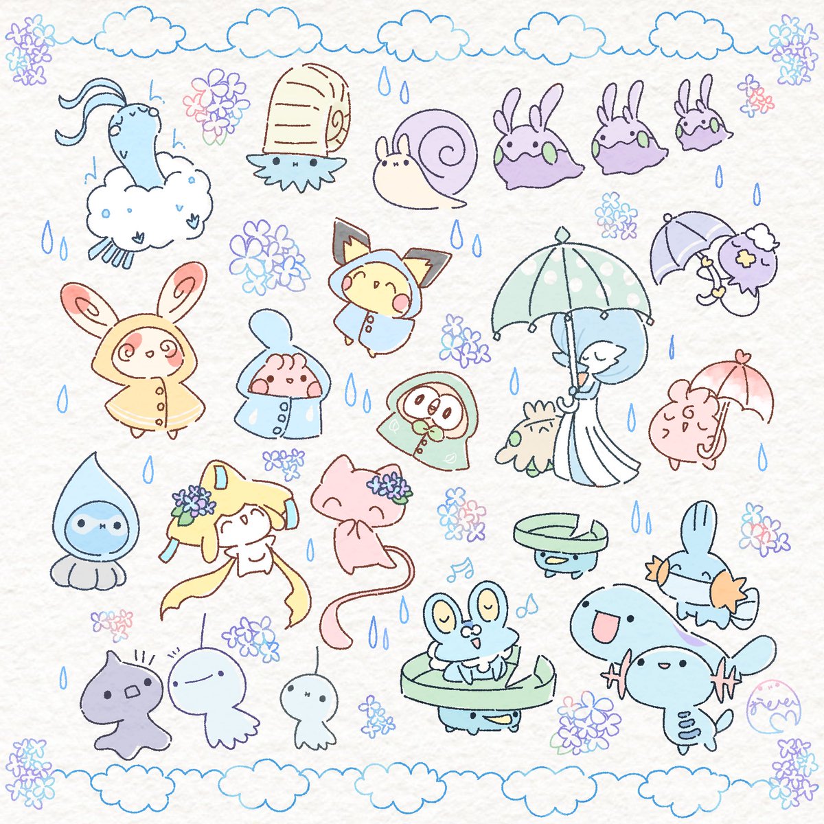 raincoat umbrella pokemon (creature) clothed pokemon holding umbrella alternate color holding  illustration images