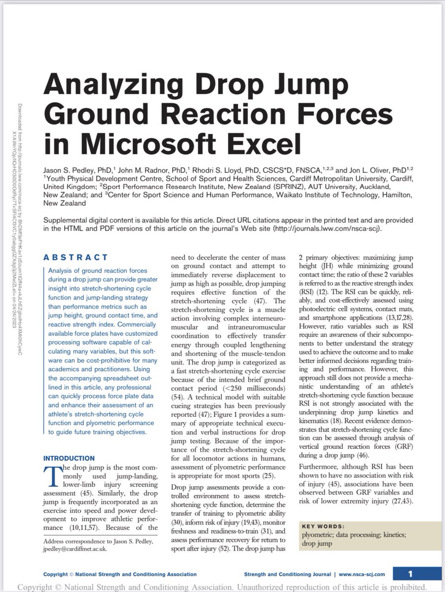 YPD_CardiffMet's tweet photo. Processing ground reaction forces for a drop jump? We’ve got you! 
New output from @Pedley_J and the team. 
Catch his drop jump talk @NSCA NatCon- what to measure, what it means and what to do with it.
Paper https://t.co/LalvN7XSnA
Video tutorial https://t.co/6hminUhjMJ https://t.co/nF6fKF1SqH