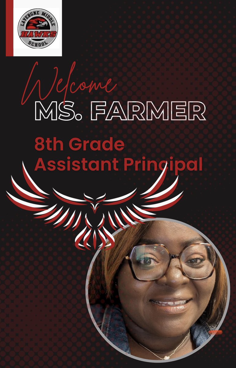 LMS_Hawks's tweet image. We’re ecstatic to welcome Ms. Tamara Farmer to LaVergne Middle School as our new Assistant Principal. Ms. Farmer has an extensive background in ESL education and school leadership. You’re in the “Red Zone,” Ms. Farmer! Welcome to 382!